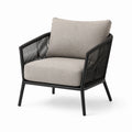 Moderner Flechtsessel mit Metallgestell, 78 × 76 × 78 cm, Schwarz/Beige