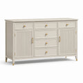 Sideboard 160 × 40 × 90 cm in Cremeweiß/Gold mit 6 Schubladen und 2 geriffelten Türen