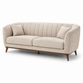 2-Sitzer in Beige mit braunen Holzfüßen, 180 × 85 × 82 cm