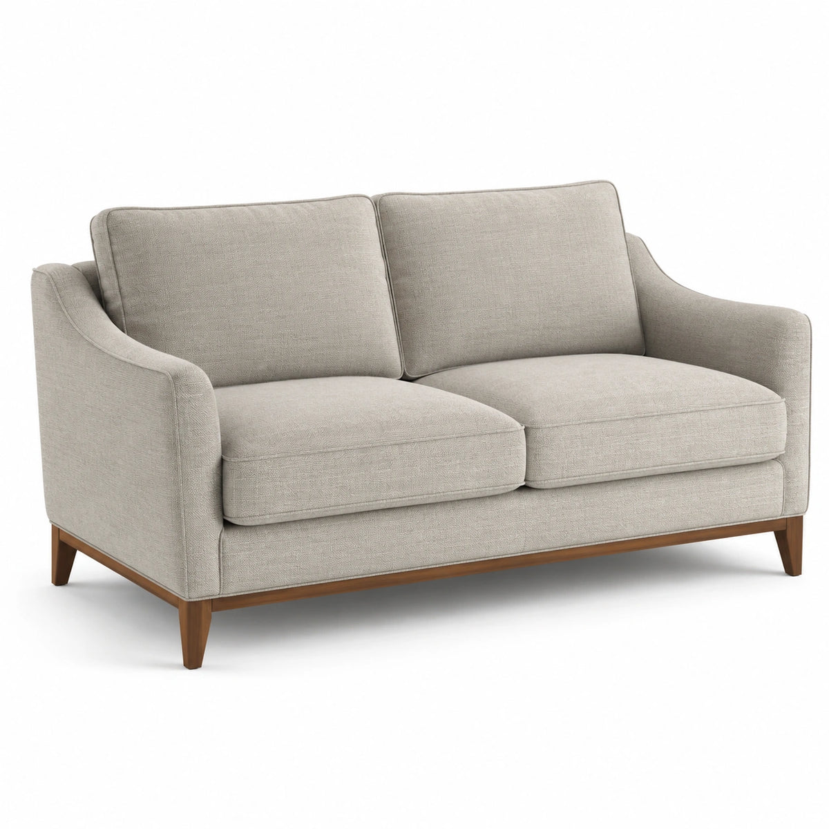 2-Sitzer-Sofa 160 × 90 × 86 cm in Greige mit braunen Holzfüßen