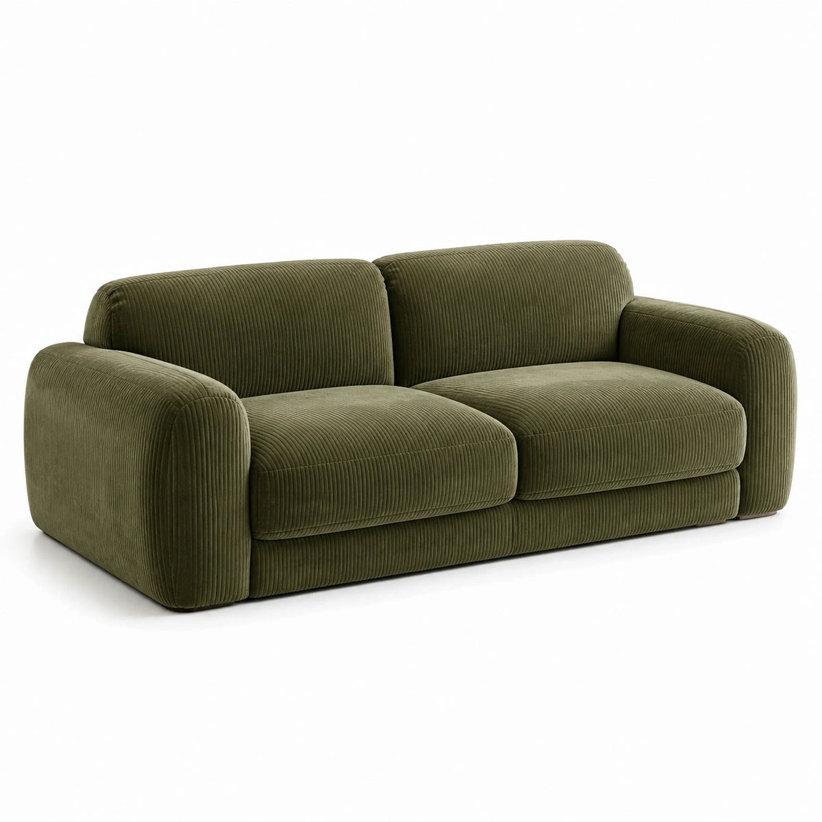 Modernes 2-Sitzer-Sofa aus olivgrünem Cordstoff, 180 × 90 × 78 cm