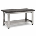 Werkbank im Industriestil mit Ablageboden, 120 × 60 × 85 cm, Grau/Schwarz