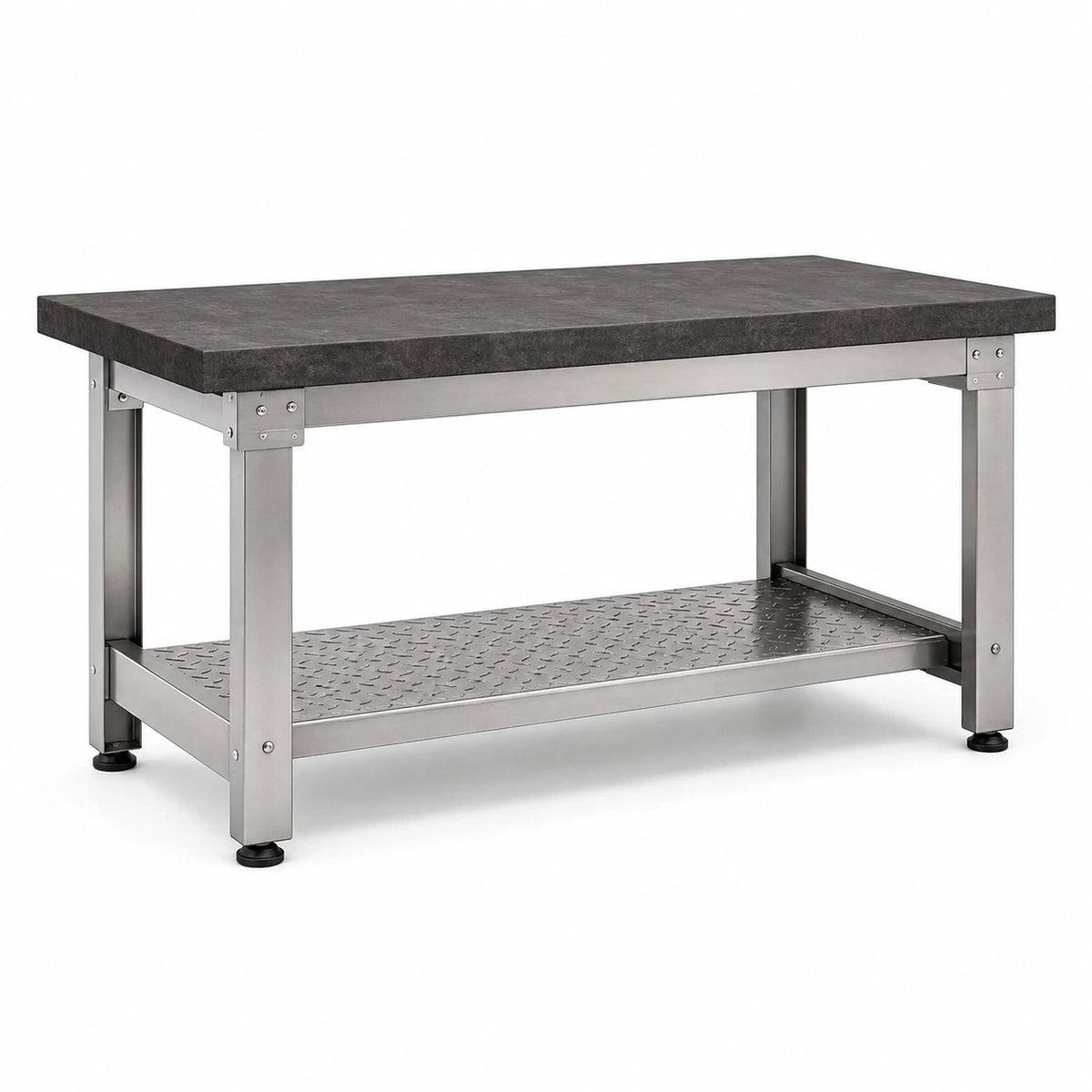 Werkbank im Industriestil mit Ablageboden, 120 × 60 × 85 cm, Grau/Schwarz